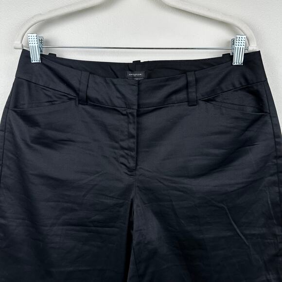 Ann Taylor Shorts Curvy Fit Bermuda Flat Front Stretch Black Sz 8 Classic Preppy - Picture 2 of 8